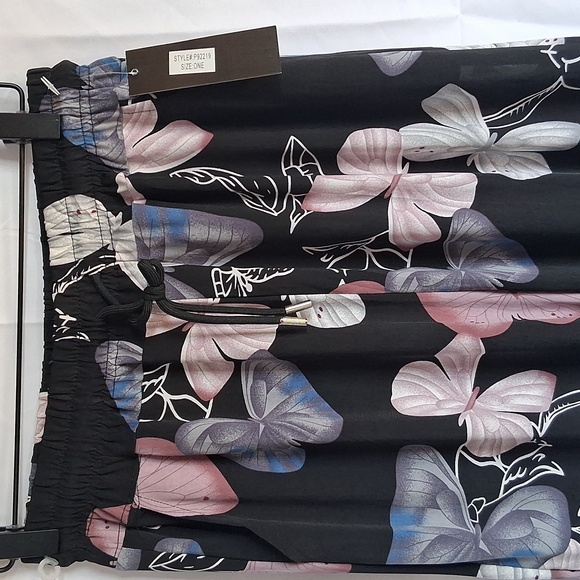 Floral Women's Pants - Black, Pink, Blue One Size - Picture 2 of 9